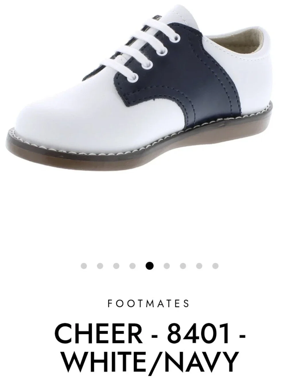 Footmates Cheer Boys Leather White/Navy Lace-Up Shoes, Size 1